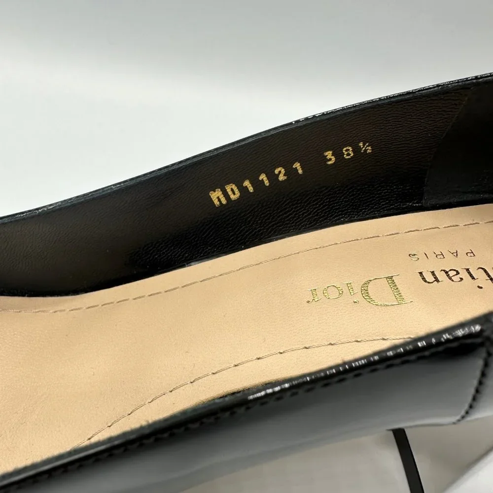 Dior La Parisienne Black Patent Leather Pump with Silver Heel & Ankle Strap FW22 - Picture 6 of 12